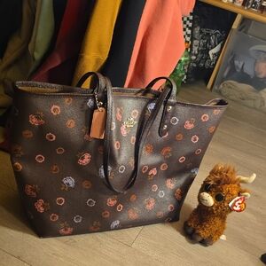 Coach Dark Brown Floral Tote